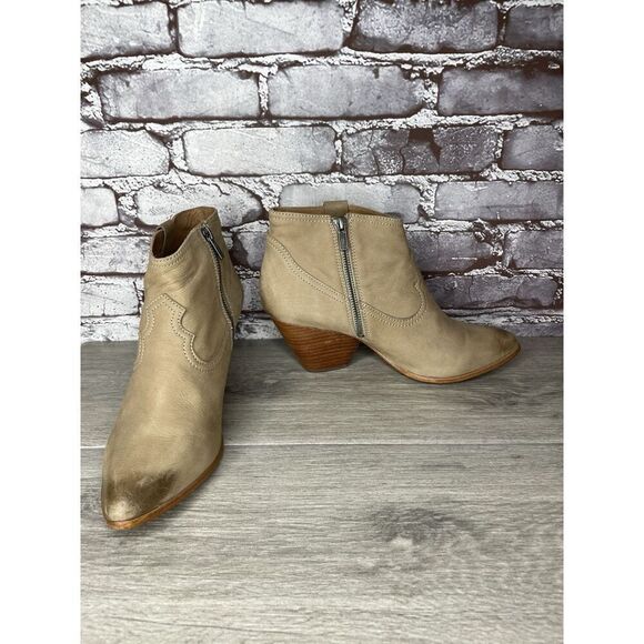 Frye Ash Taupe Leather Pointed Toe Western Heel Booties Women’s Sz 10M US/41EU - Picture 12 of 16